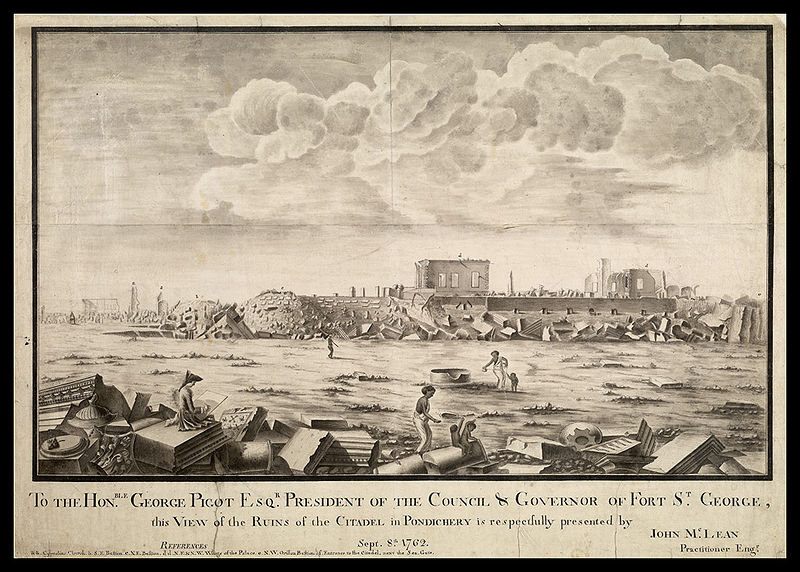 Ruines_de_Pondichery_en_1762.jpg - von J Mac Lean (Archives anglaises) [Public domain], via Wikimedia Commons