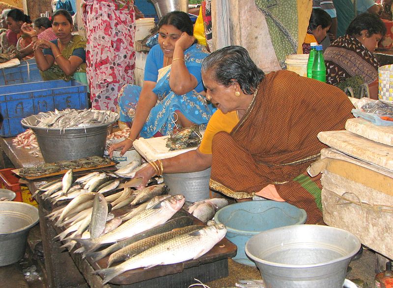 Marche_au_poisson_Pondichery_Bernard_Gagnon_2006.jpg - von Bernard Gagnon (Eigenes Werk) [GFDL (http://www.gnu.org/copyleft/fdl.html) oder CC BY-SA 3.0 (http://creativecommons.org/licenses/by-sa/3.0)], via Wikimedia Commons